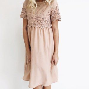 Mauve Lace Midi Dress